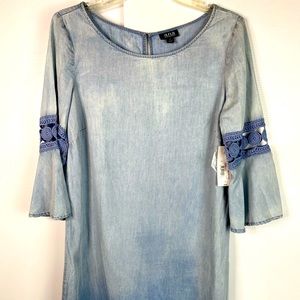 Women’s size 4 midi bell sleeves denim boho dress by ana